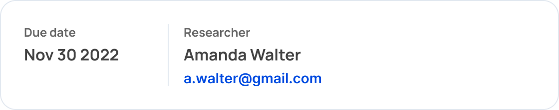 Project due date and researcher contact details