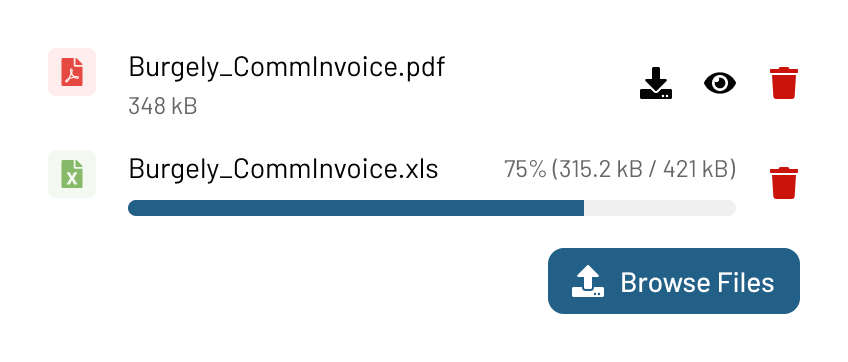 Task action for uploading an agent’s invoice